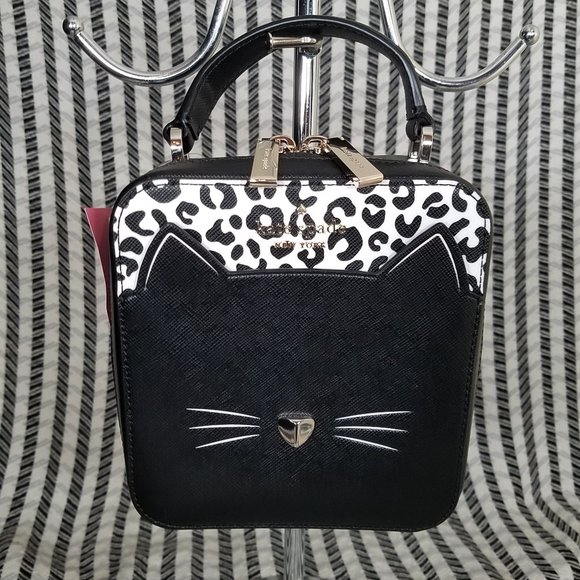 MAKE AN OFFER kate spade vanity crossbody cat meow meow black brand new with tag - Picture 4 of 7
